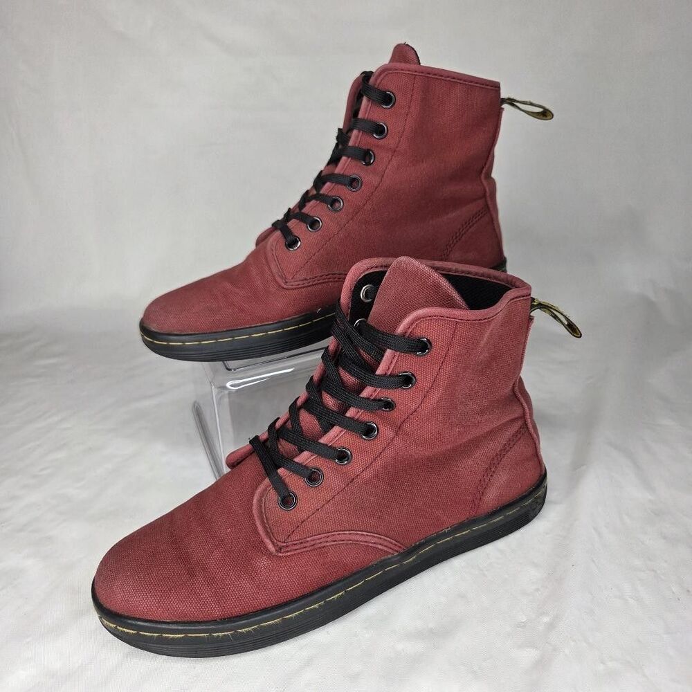 Dr Doc Martens Boots Women's 7 Shoreditch Canvas Boots Shoes Red High Top